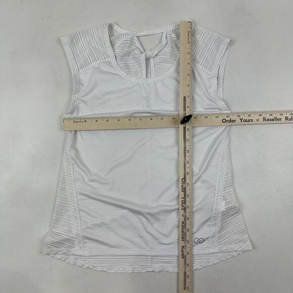 CALIA by Carrie Underwood Size XS White Mesh Back Cap Sleeve Active Top Stretch - Picture 3 of 9